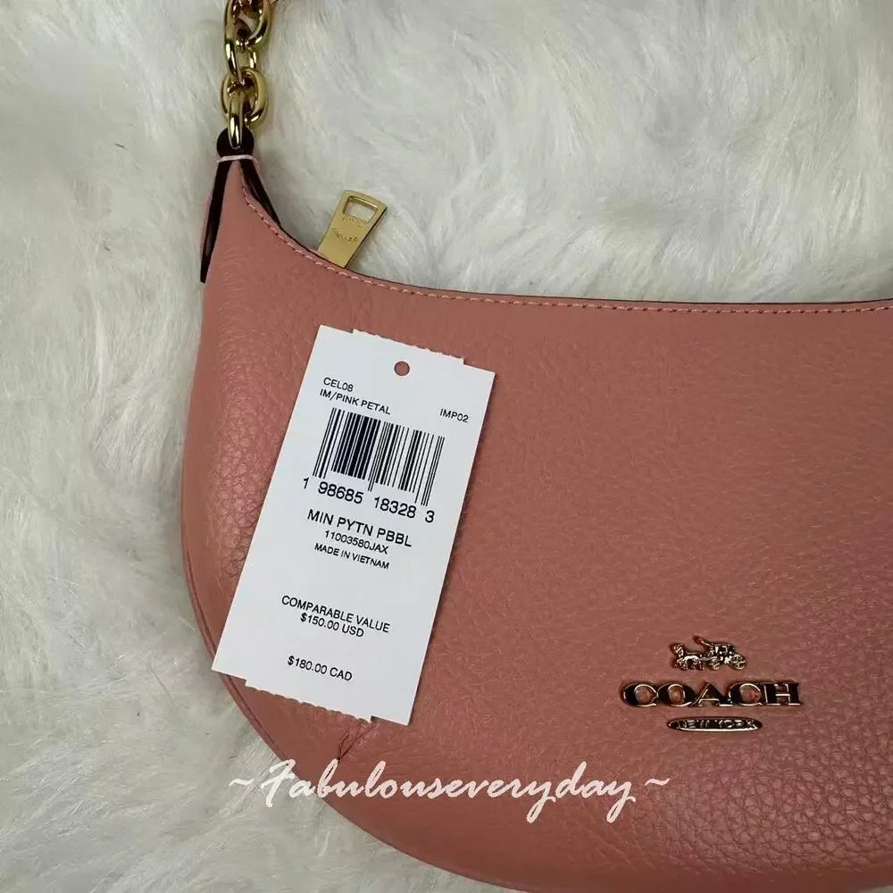 Coach Mini Payton Bag In Pebbled Leather/Gold/Pink Petal CEL08 NWT